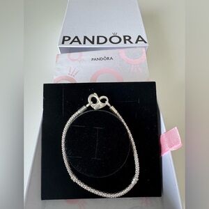 Pandora Moments Studded Chain Sterling Silver Bracelet Heart Clasp